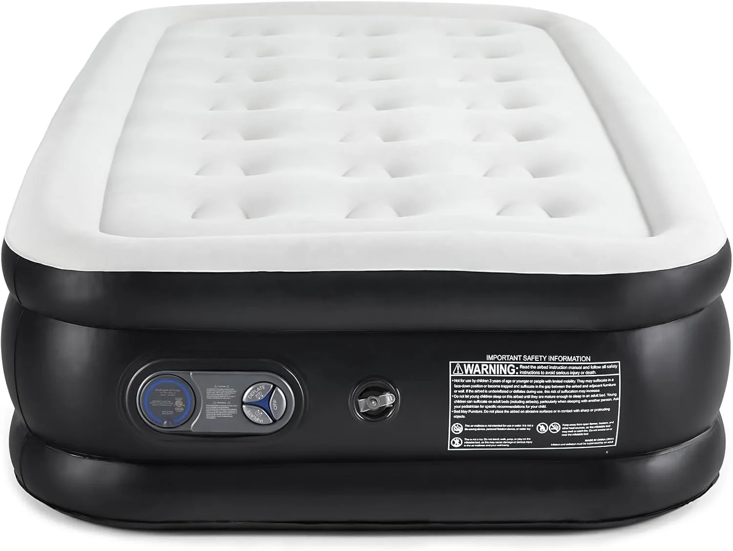 Twin Air Mattress with Built-in Pump - 18" Heavy-Duty Inflatable Bed, 660lbs Capacity & Ultra-Quiet Operation | Portable Guest Mattress for Home/Camping, Quick Inflation & Compact Storage (Black)