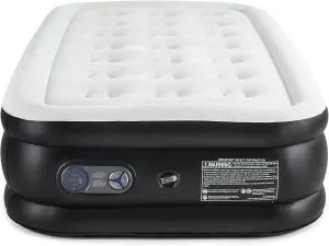 Twin Air Mattress with Built-in Pump - 18" Heavy-Duty Inflatable Bed, 660lbs Capacity & Ultra-Quiet Operation | Portable Guest Mattress for Home/Camping, Quick Inflation & Compact Storage (Black)