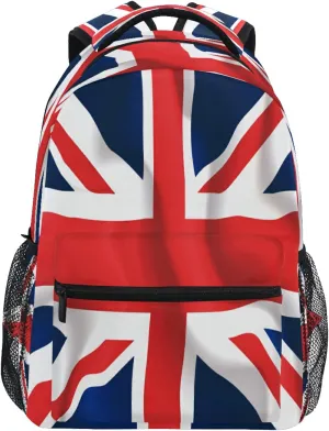 Uk Flag Union Jack Kids Backpack for Boys Girls,British Flag 16 Inch School Backpack for Elementary Preschool Kindergarten Bookbags for Teens Children Women Men College Travel Bag