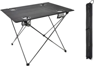 Ultra-Light Aluminum Alloy Camping Table Folding Beach Portable Table Outdoor Backpacking Roll Up Desk Furniture with Cup Holders,Gray