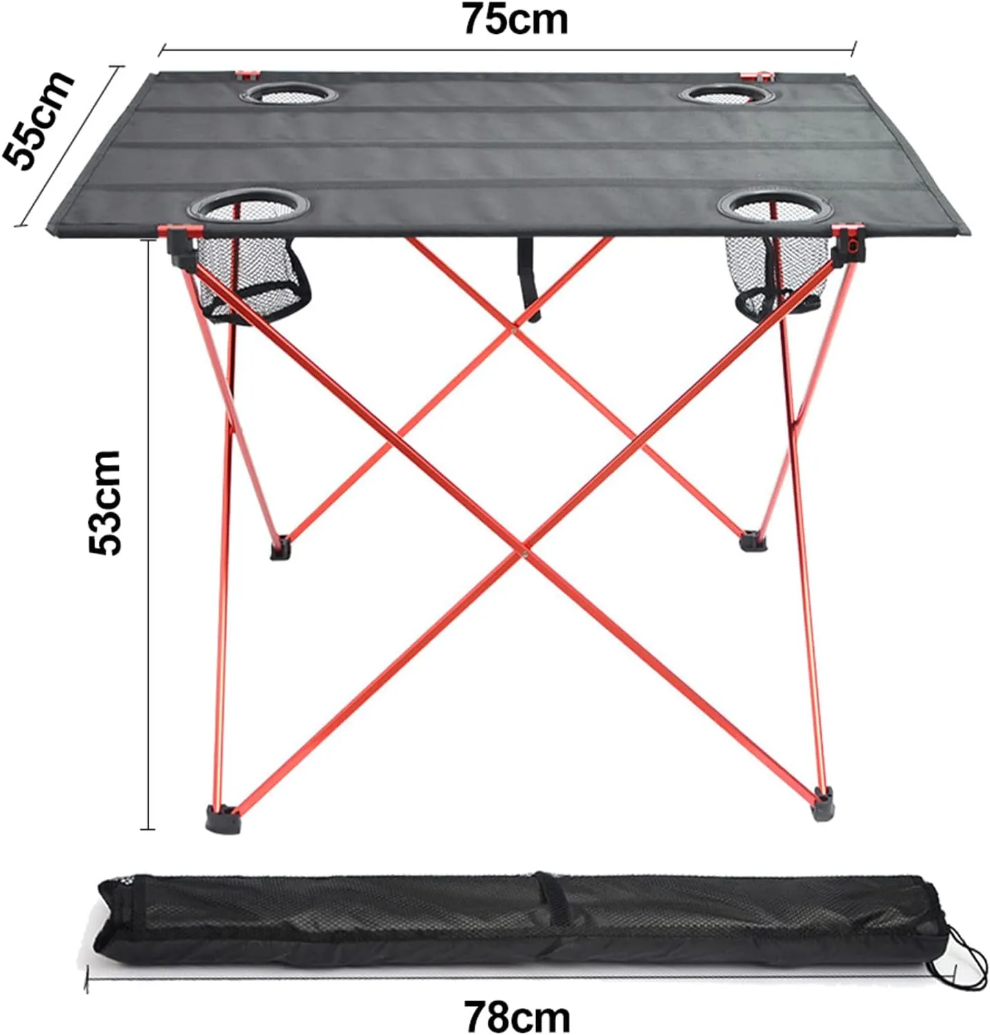 Ultra-Light Aluminum Alloy Camping Table Folding Beach Portable Table Outdoor Backpacking Roll Up Desk Furniture with Cup Holders,Gray