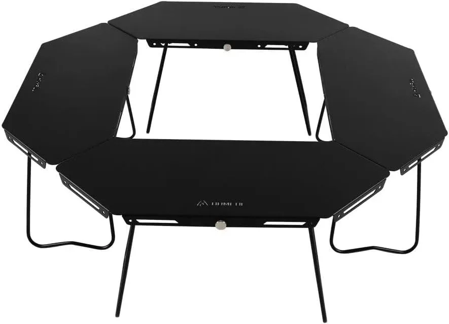 Ultra Light Aluminum Folding Picnic Table - Outdoor Camping Essential Black