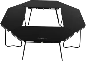 Ultra Light Aluminum Folding Picnic Table - Outdoor Camping Essential Black