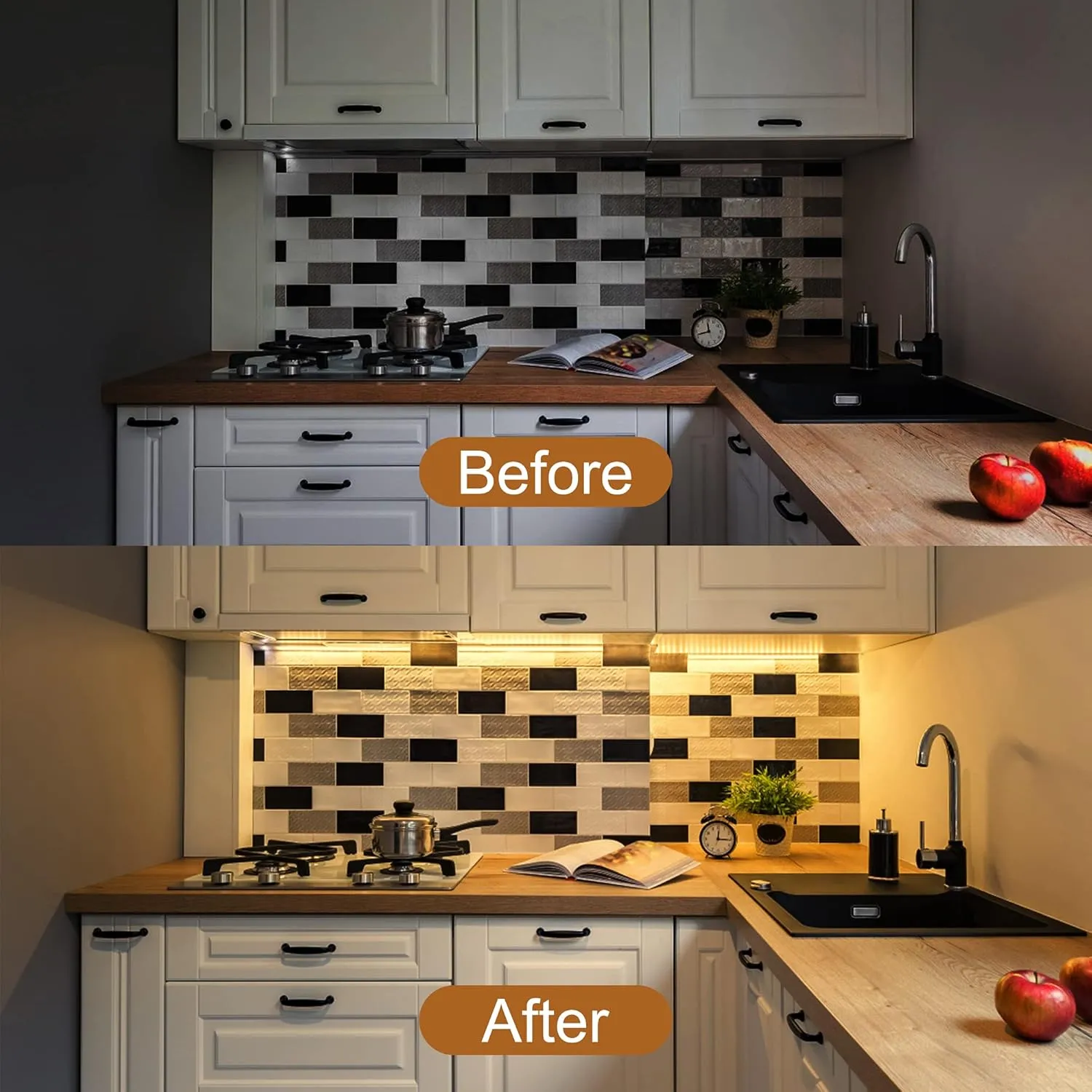 Under Cabinet Lighting, 2pcs 12" 3000K Dimmable LED Closet Light, USB Plug, Memory Function, Linkable LED Cabinet Light Bar for Kitchen, Plug-in Workbench Light, Super Slim LED Light Bar for Room