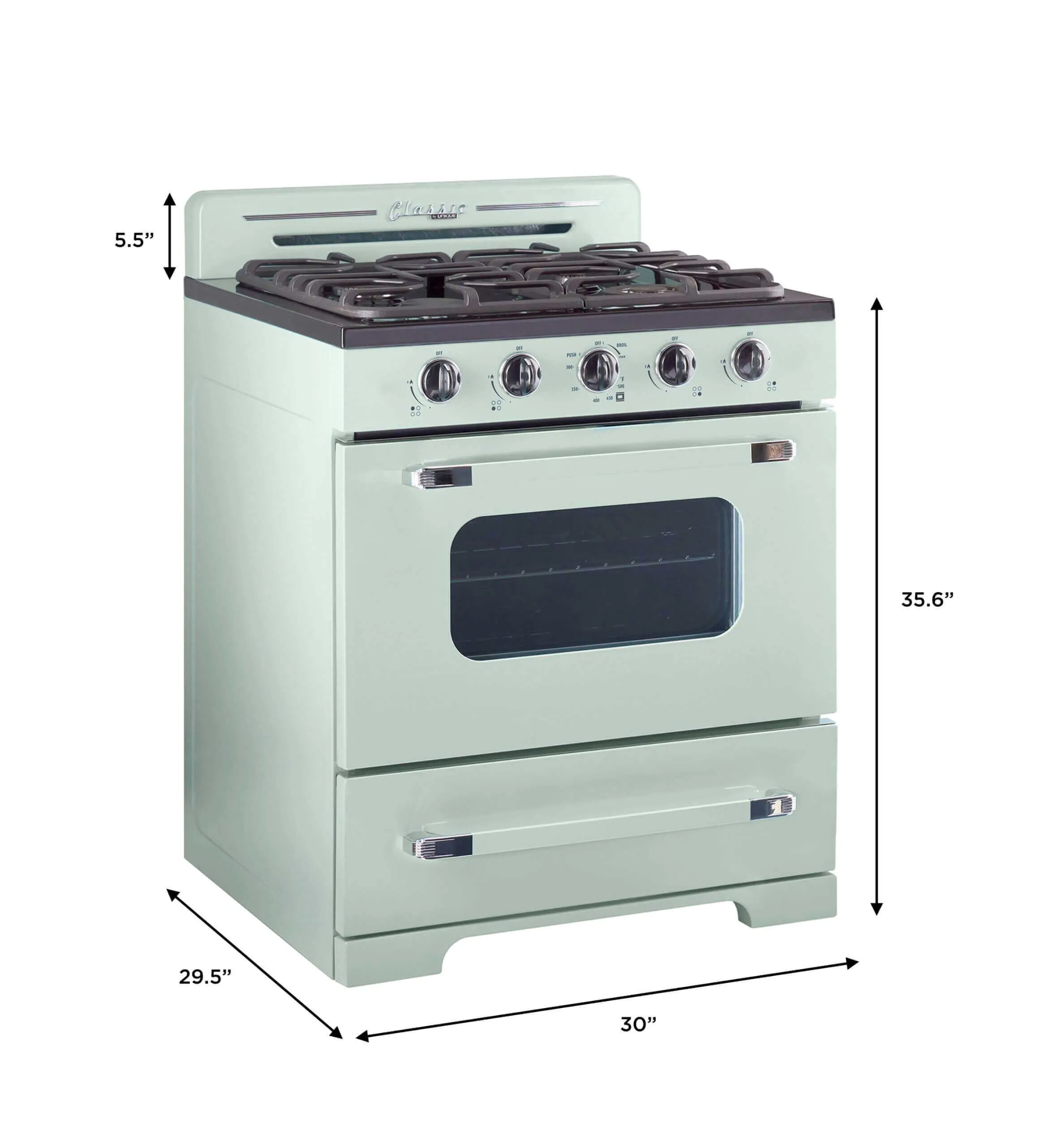 Unique 30" Classic Retro Propane Off-Grid Range (Battery Ignition)