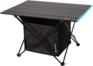 UNISTRENGH Foldable Portable Camping Table Ultralight Aluminum Alloy Table Top with Storage Bag for Outdoor BBQ Cooking Picnic Camp Beach (Black with Storage Bag-Large)