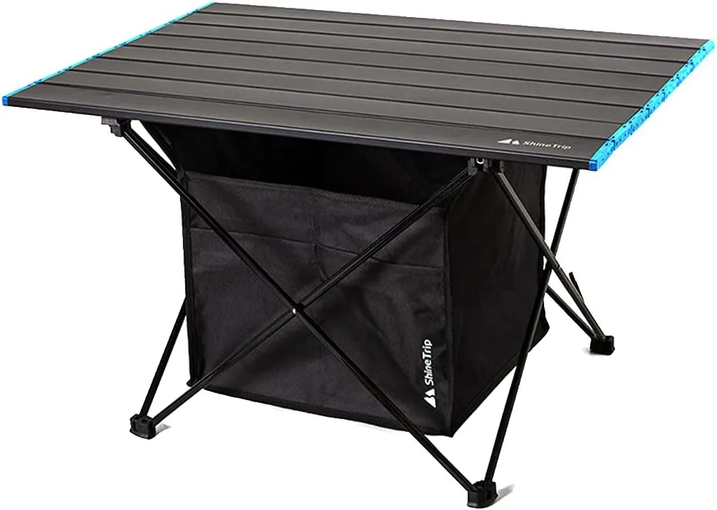UNISTRENGH Foldable Portable Camping Table Ultralight Aluminum Alloy Table Top with Storage Bag for Outdoor BBQ Cooking Picnic Camp Beach (Black with Storage Bag-Large)