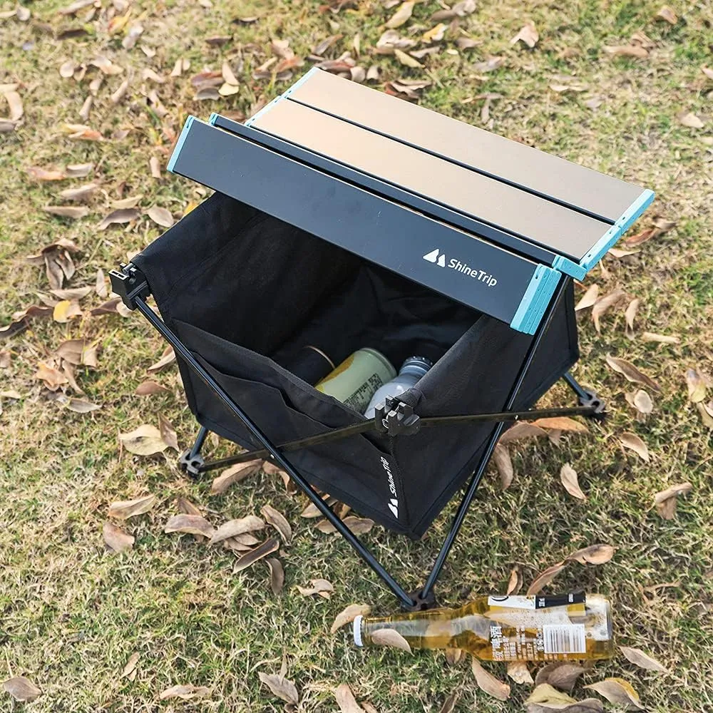 UNISTRENGH Foldable Portable Camping Table Ultralight Aluminum Alloy Table Top with Storage Bag for Outdoor BBQ Cooking Picnic Camp Beach (Black with Storage Bag-Large)