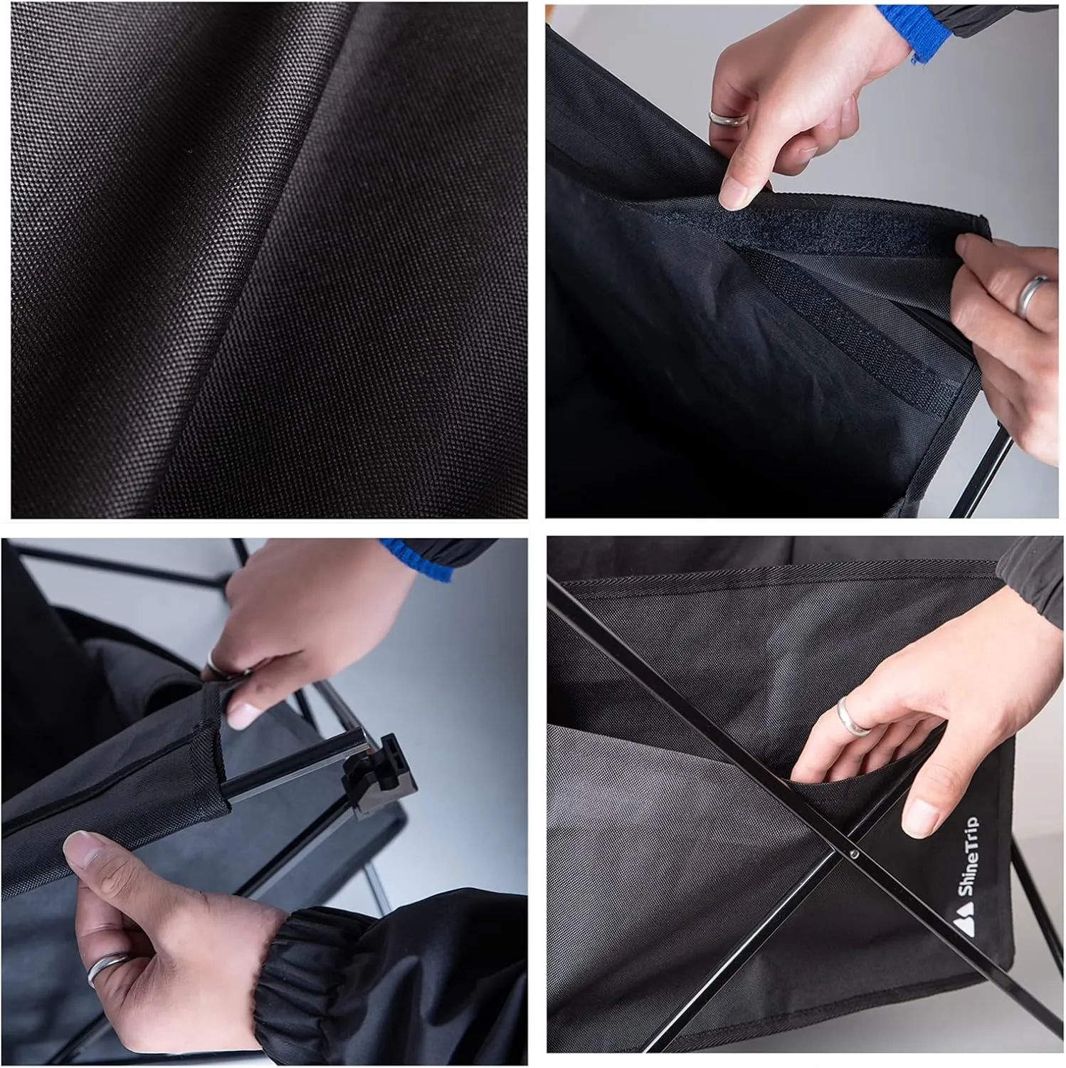 UNISTRENGH Foldable Portable Camping Table Ultralight Aluminum Alloy Table Top with Storage Bag for Outdoor BBQ Cooking Picnic Camp Beach (Black with Storage Bag-Large)