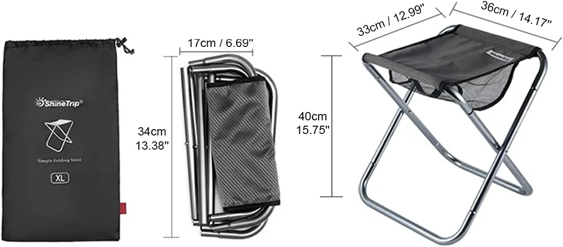 UNISTRENGH Folding Camping Stool Aluminum Alloy Portable Lightweight Camp Chair for Outdoor Drawing Picnic Fishing Hunting Hiking BBQ (Gray)