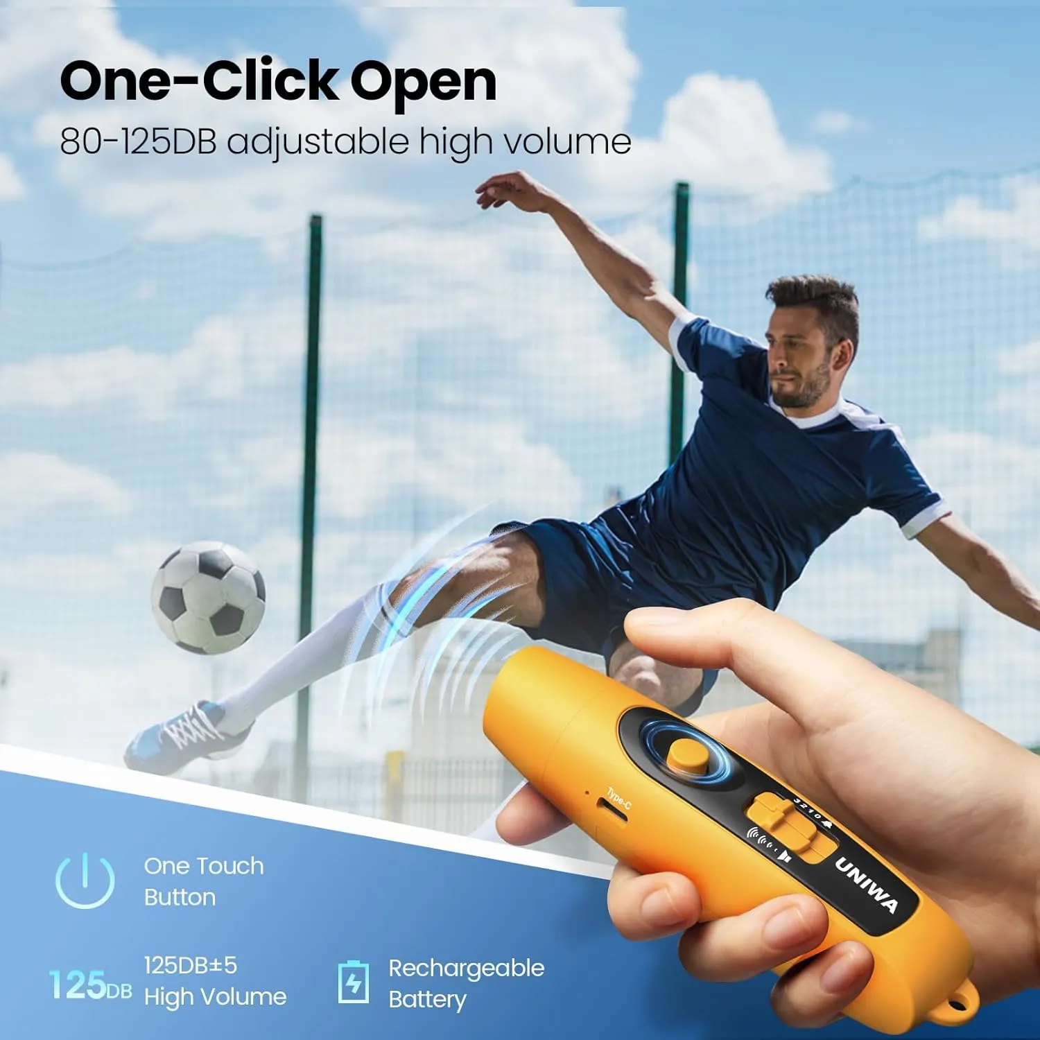 UNIWA Electronic Whistle with USB Charging, 3 Tone & 3 High Volume Hand Emergency Whistle for Referee Coaches Teacher, Outdoor Sport Game Camping Safety Electric Whistle with Lanyard