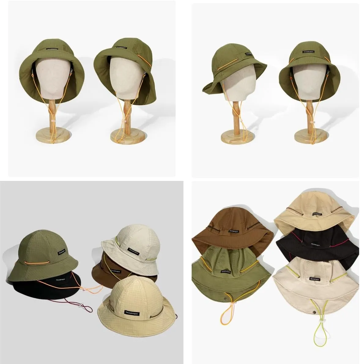 Unsex Outdoor Sun Hat Waterproof Bucket Hat with Chin Strap Quick Dry Packable UV Protection