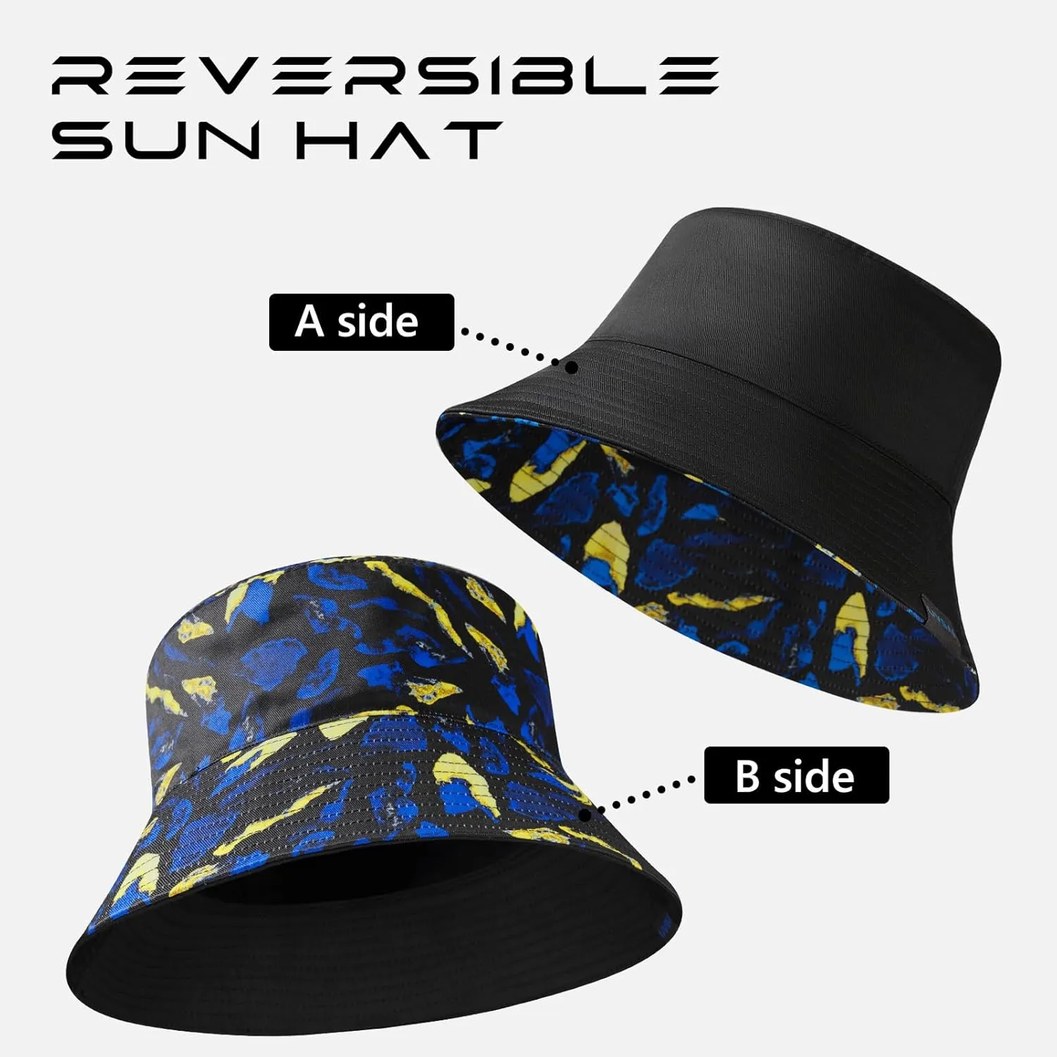UPF 50  Reversible Foldable Sun Bucket Hat for Hiking Fishing Beach Safari Men Women