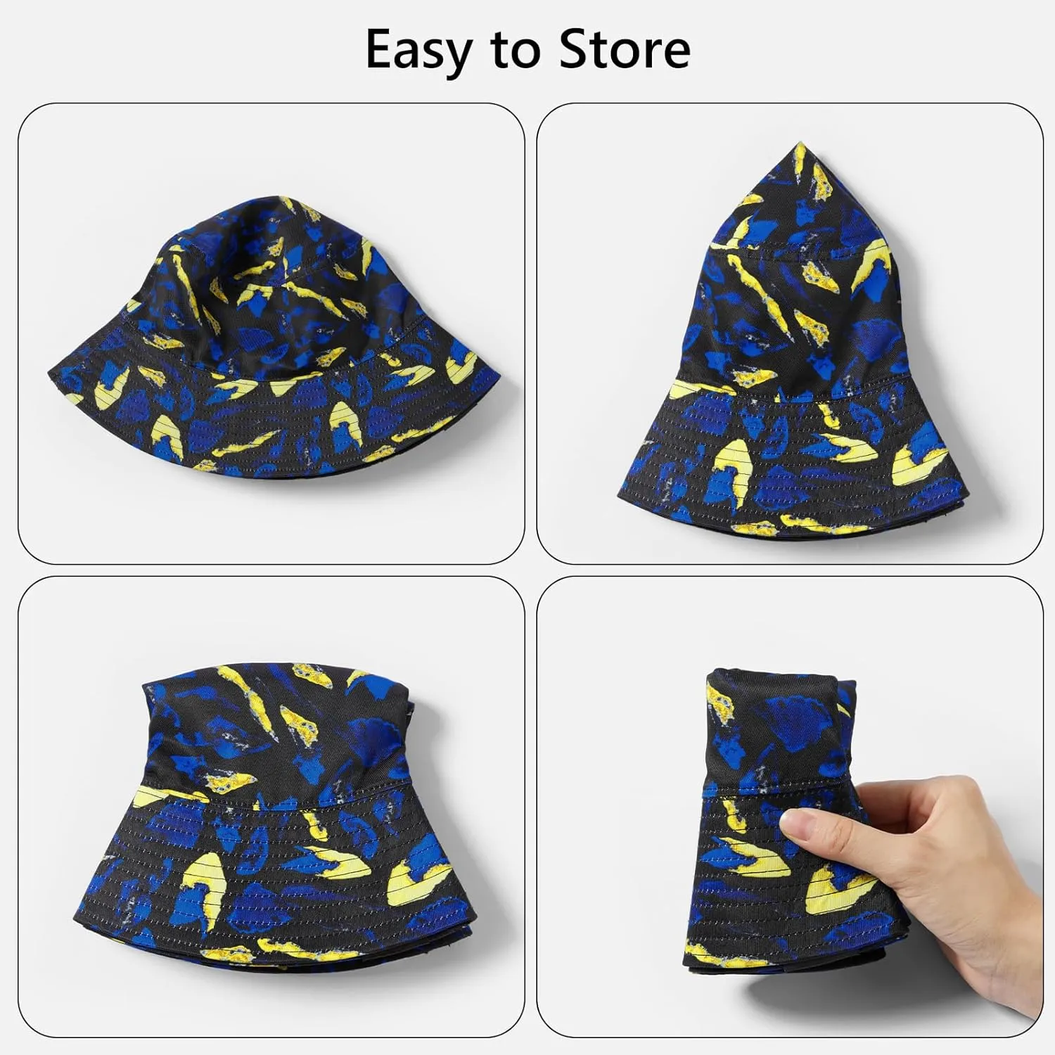 UPF 50  Reversible Foldable Sun Bucket Hat for Hiking Fishing Beach Safari Men Women