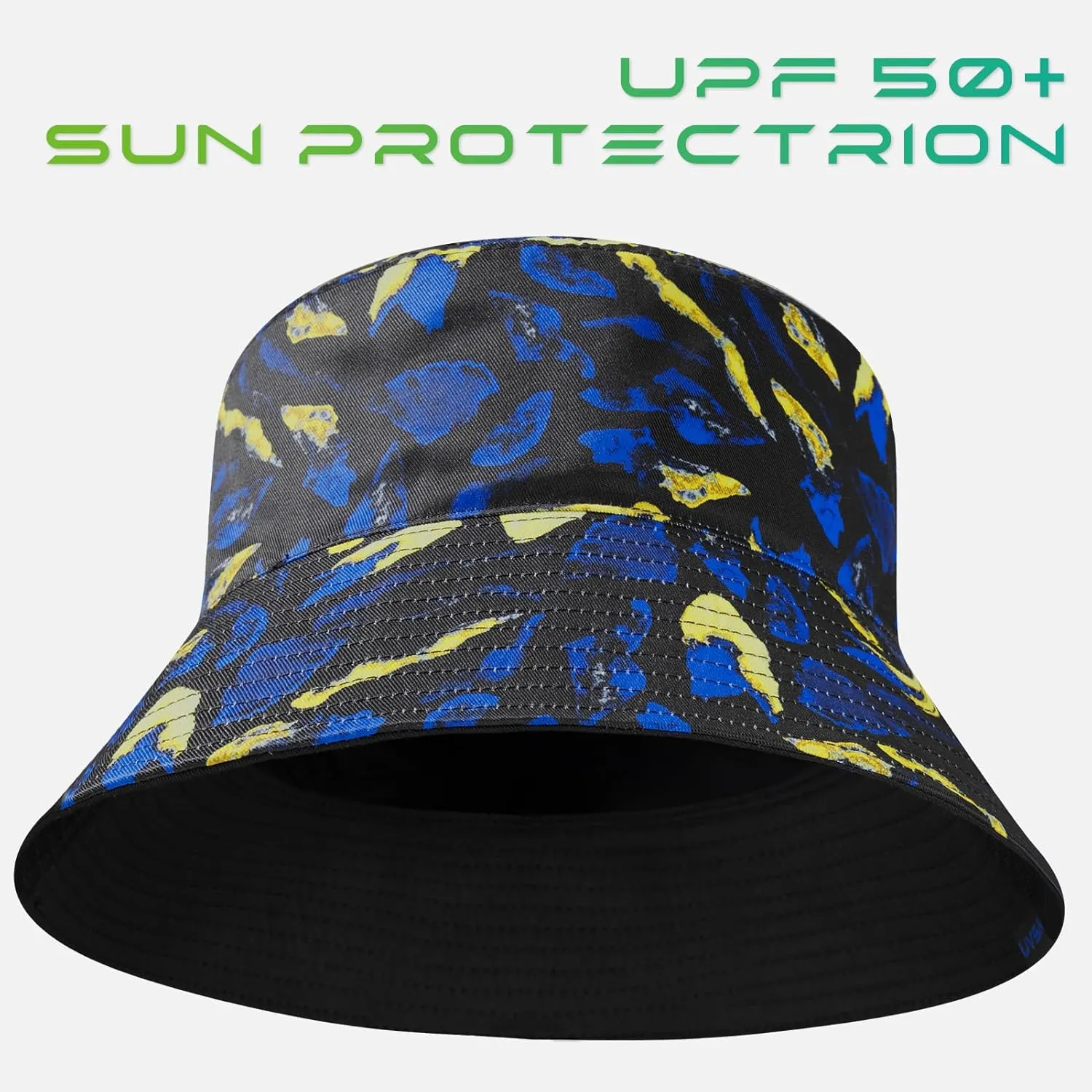 UPF 50  Reversible Foldable Sun Bucket Hat for Hiking Fishing Beach Safari Men Women