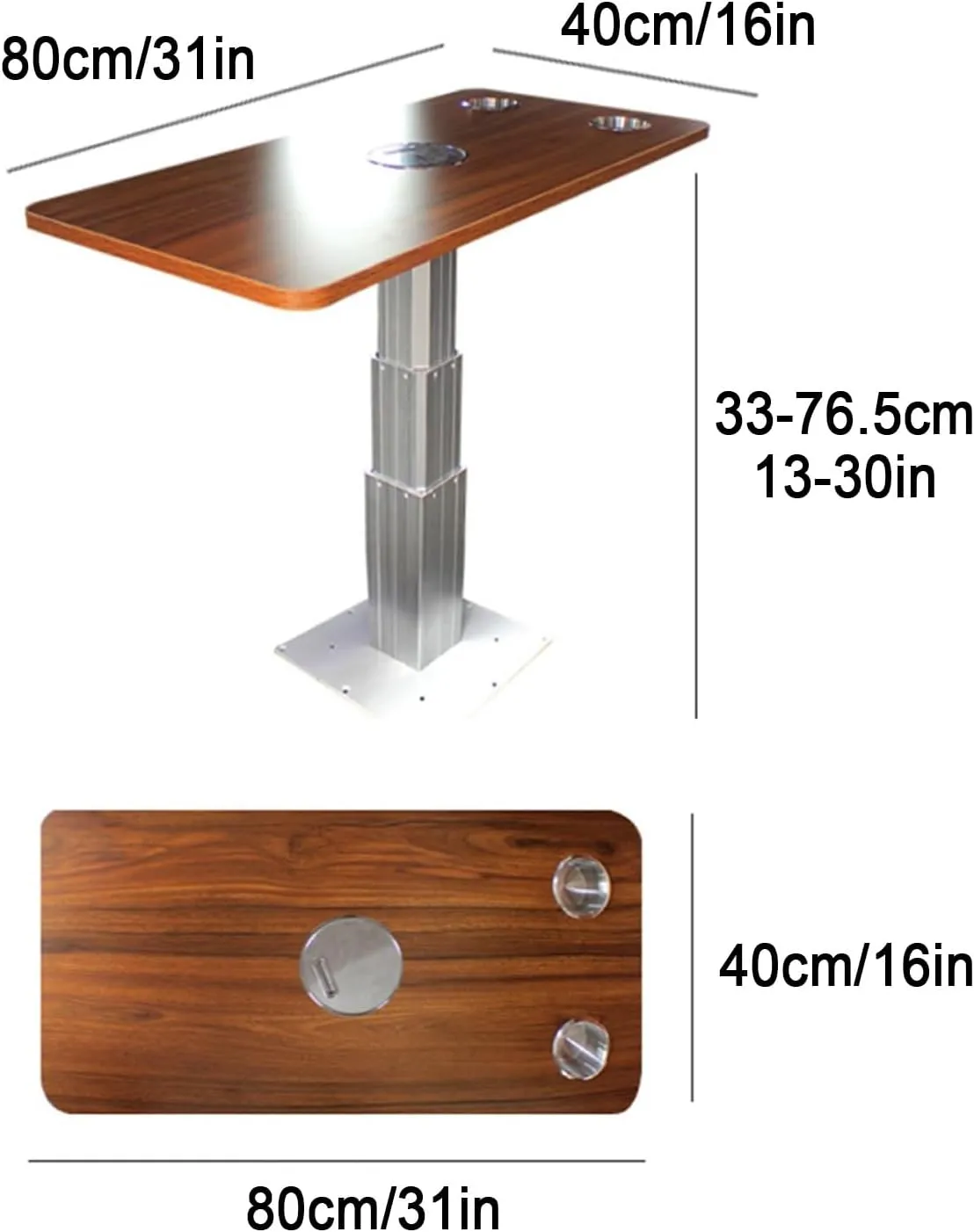 Upgraded Boat Table, RV Folding Table, RV Telescopic Table, Adjustable Aluminum Alloy RV Table Heavy Duty for Terrace, for RV Marine Boat Marine Yacht (Color : Rojo)