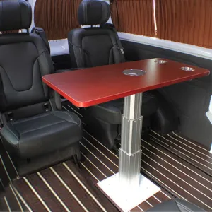 Upgraded Boat Table, RV Folding Table, RV Telescopic Table, Adjustable Aluminum Alloy RV Table Heavy Duty for Terrace, for RV Marine Boat Marine Yacht (Color : Rojo)