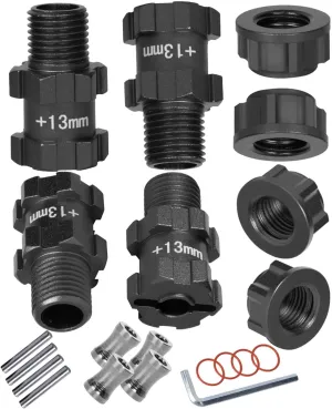 Upgrades Part for 1/10 Granite Senton New Big Rock Typhon 3S BLX,Aluminum 14mm to 17mm Wheel Hex 13mm Extended Wheel Hub Drive with Anti-dust Cap Nuts,Black
