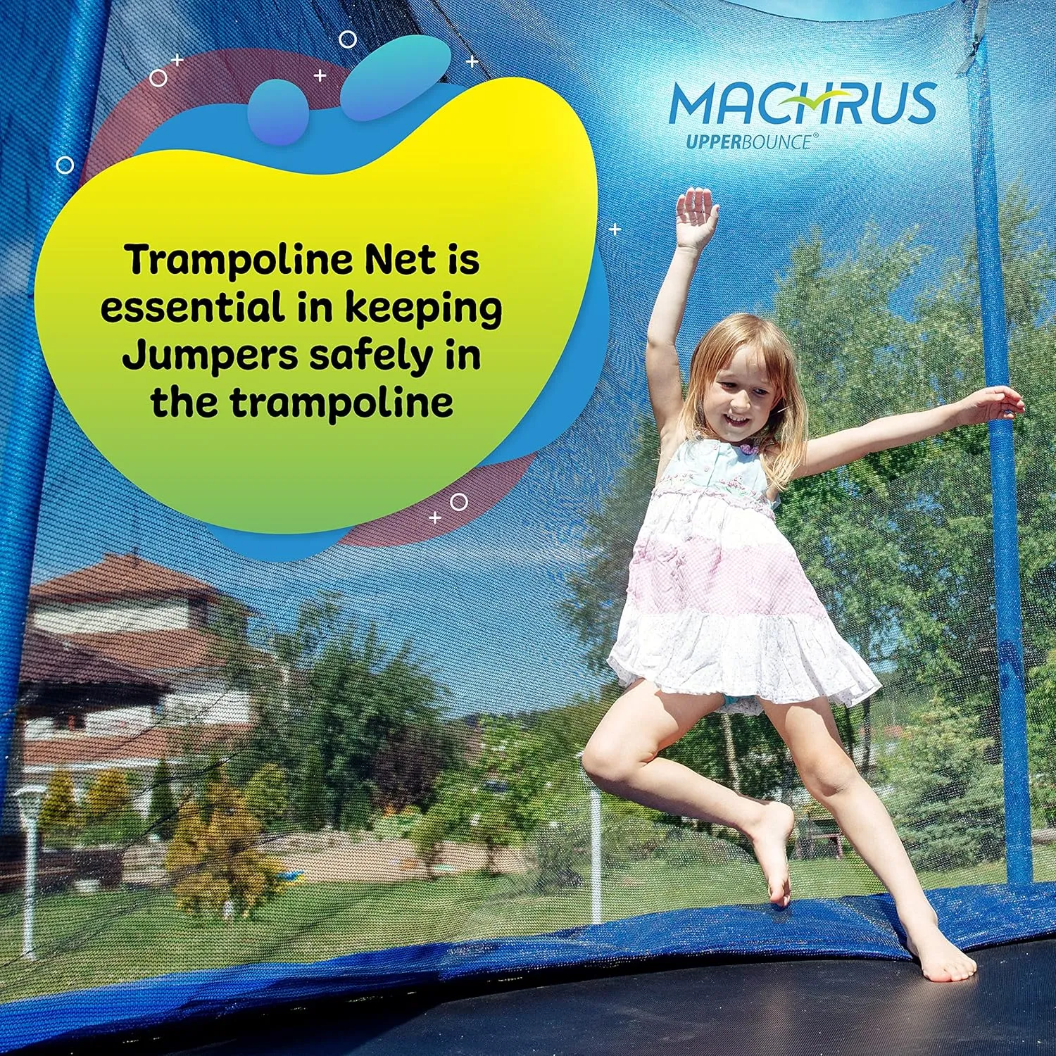 Upper Bounce Trampoline Net – Trampoline Safety Nets for Round Trampolines Using Variant Arches – Breathable, UV & Weather-Resistant Trampolines Nets Replacement with Top Sleeves