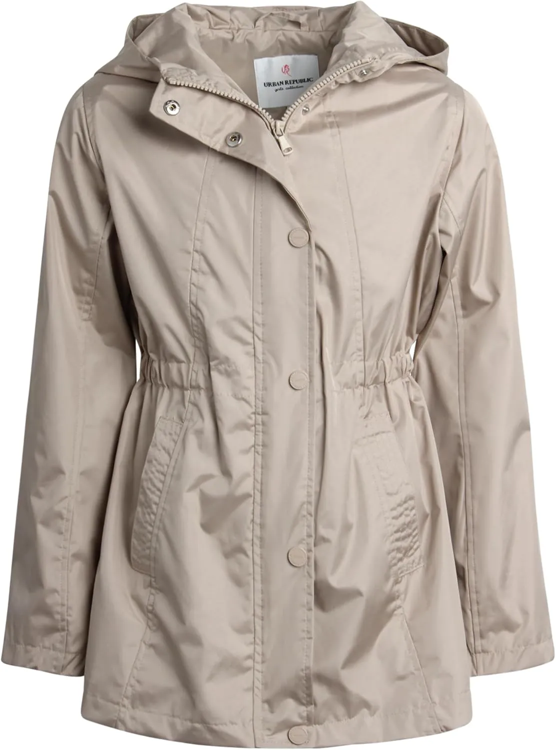 URBAN REPUBLIC Girls Rain Jacket - Lightweight Raincoat for Girls Slicker Shell Windbreaker Hooded Kids Raincoat (Size 7-16)