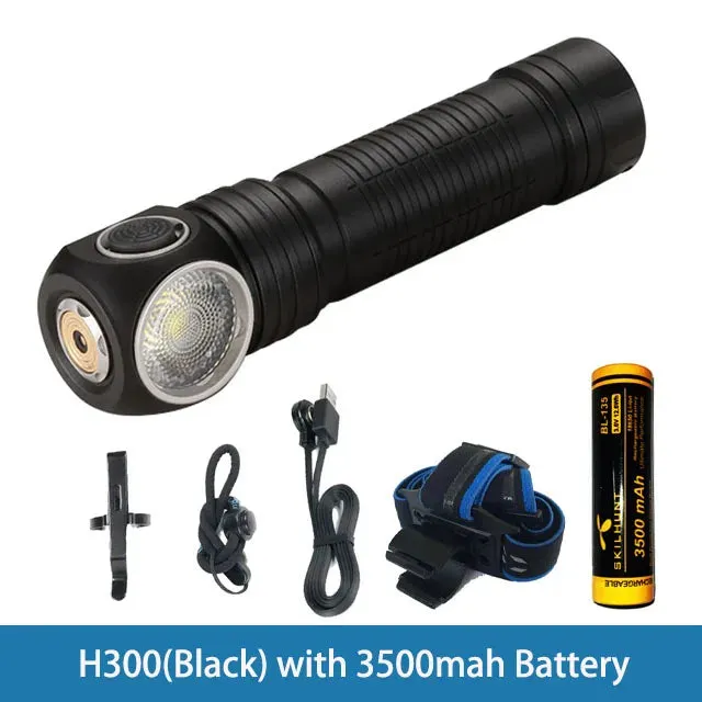USB Rechargeable L-Shape Headlamp 2500 Lumens Magnetic Outdoor Flashlight