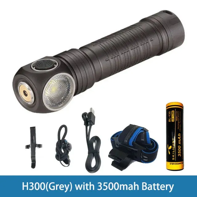 USB Rechargeable L-Shape Headlamp 2500 Lumens Magnetic Outdoor Flashlight