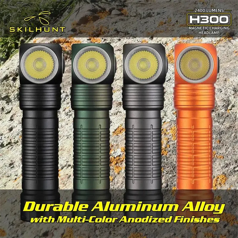 USB Rechargeable L-Shape Headlamp 2500 Lumens Magnetic Outdoor Flashlight