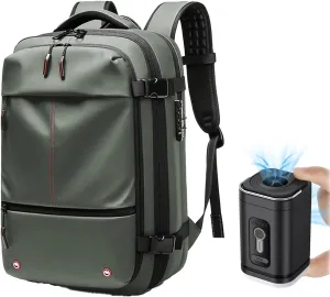 Vaccage-Vaccage Backpack, 60L Expandable Vaccage Bag with Pump, Waterproof Anti Theft Vacuum Back Pack for Travel & Business (Green Vacuum Pump)
