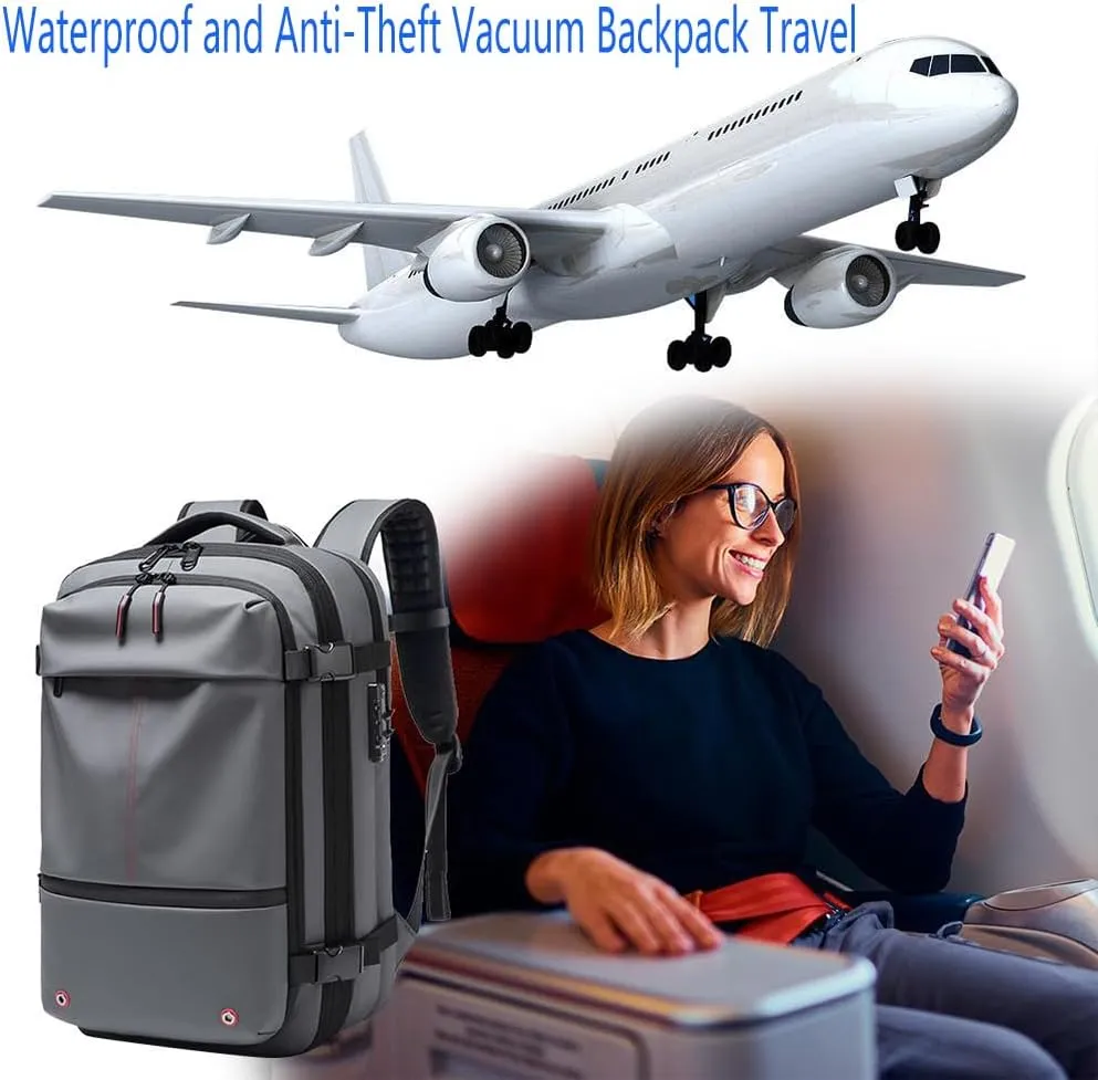 Vacpack Backpack, Vacpack Backpack with Vacuum, 60L Expandable with Vacuum Compression Water Resistant Bag for Men Women (Gray)