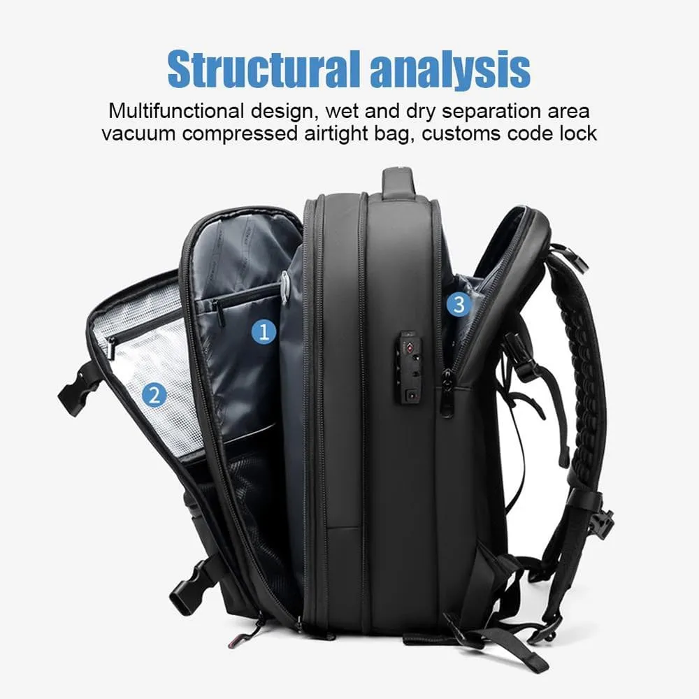 Vacpack Backpack, Vacpack Backpack with Vacuum, 60L Expandable with Vacuum Compression Water Resistant Bag for Men Women (Gray)