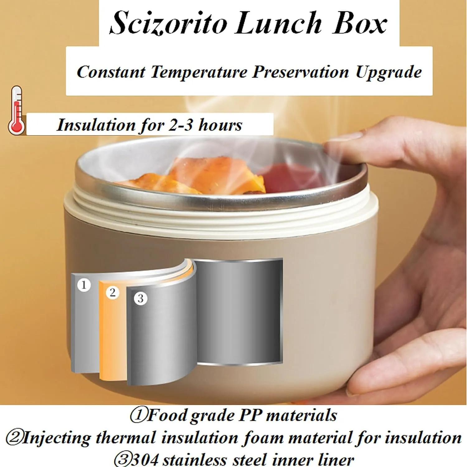 Vacuum Stainless Steel Leak Proof and Insulated Stainless Steel Three-Layer Lunch/Snack Box (with Insulation Bag), Suitable for Bringing Food to Office, Picnics (Grey, 70oz)