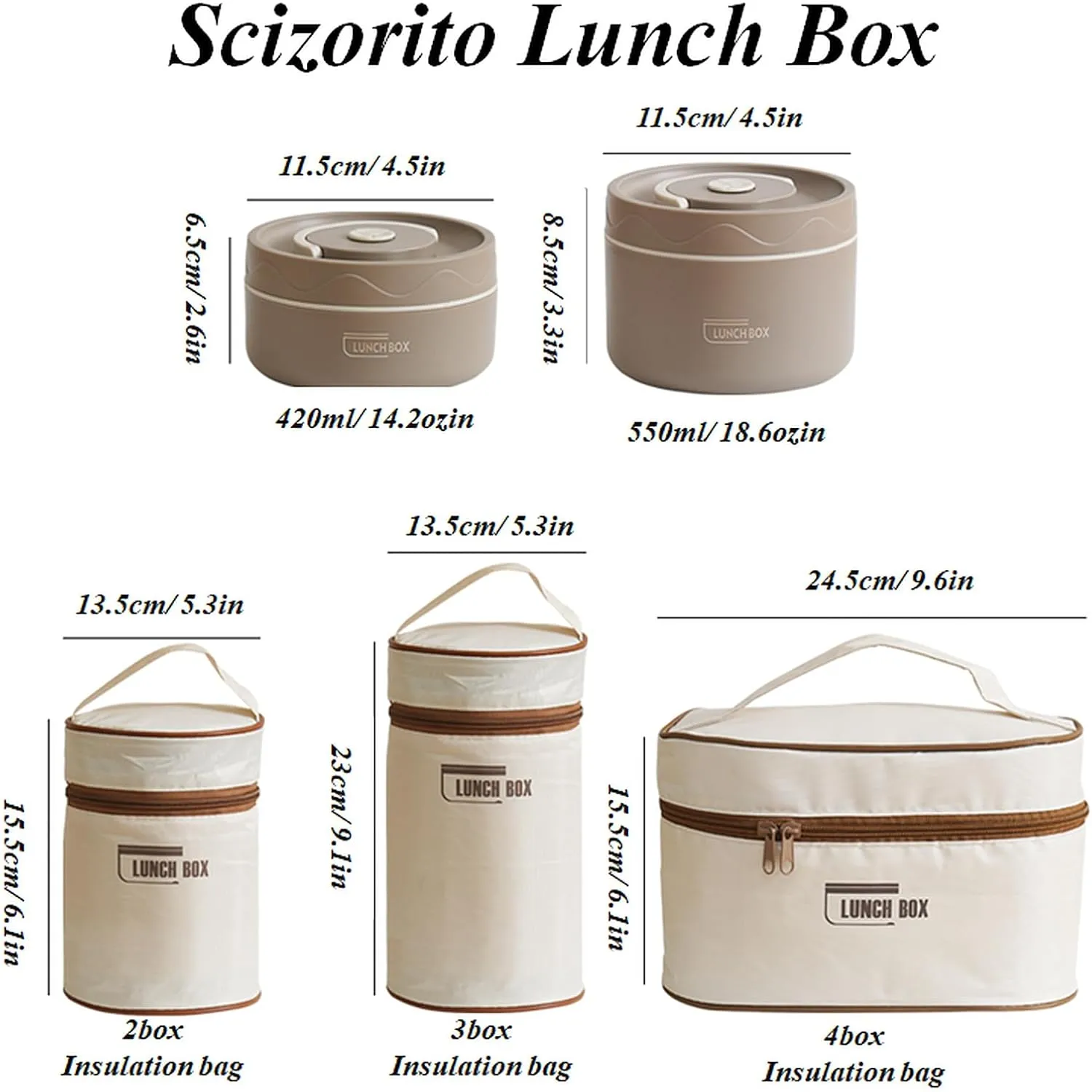 Vacuum Stainless Steel Leak Proof and Insulated Stainless Steel Three-Layer Lunch/Snack Box (with Insulation Bag), Suitable for Bringing Food to Office, Picnics (Grey, 70oz)