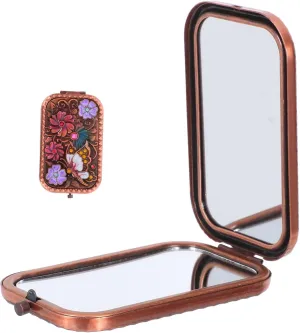 VALICLUD 1PC Vintage Foldable Pocket Makeup Mirror Double Sided Retro Cosmetic Mirror for Women Portable Compact Design for Travel Shopping and Daily Use Pink