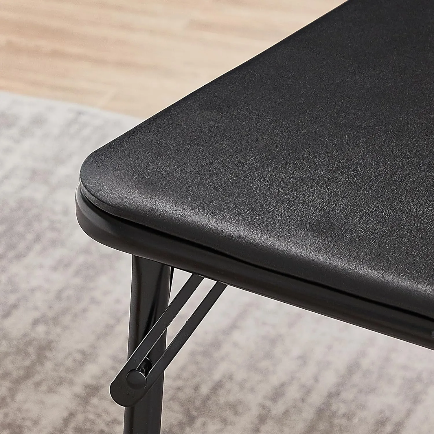 VECELO Folding Table Desk 47’’ with Collapsible Legs & Vinyl Upholstery, No Assembly Needed, Metal, Black