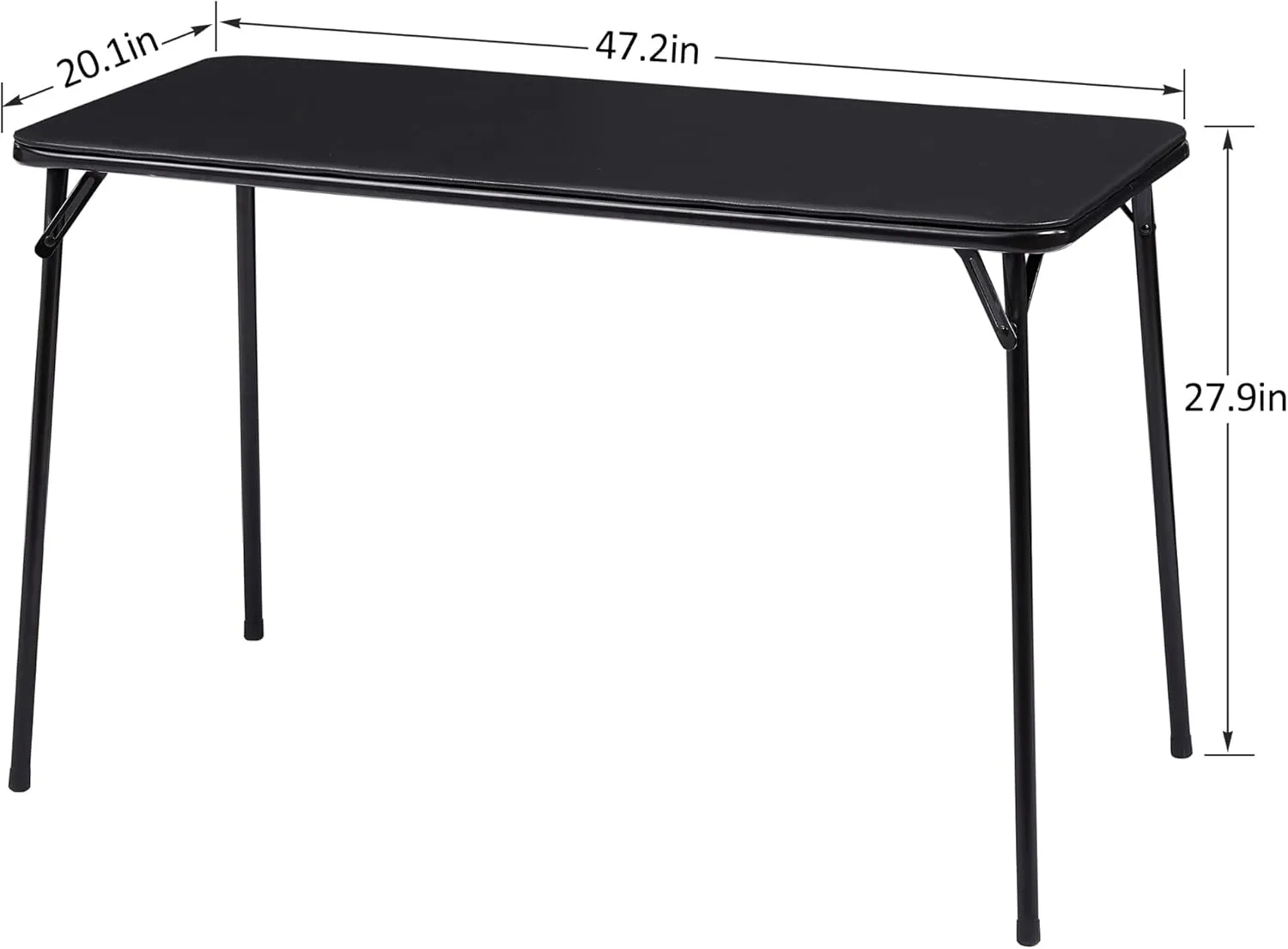 VECELO Folding Table Desk 47’’ with Collapsible Legs & Vinyl Upholstery, No Assembly Needed, Metal, Black