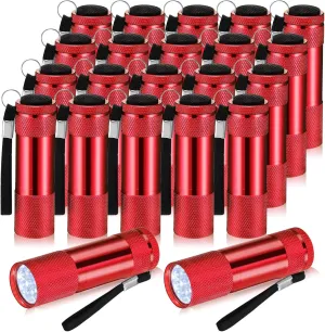 VIHOSE 20 Pcs Mini Flashlights Bulk, Bright Aluminum Handheld Flash Light with Lanyard Small LED Flashlights for Night Reading Emergency Hurricane Camping Hiking, Batteries Not Included(Red)