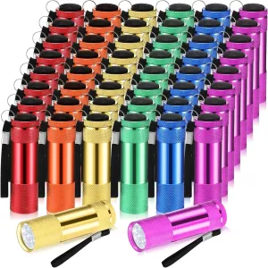 VIHOSE 48 Pcs Mini Flashlights Bulk, Bright Aluminum Handheld Flash Light with Lanyard, Small LED Flashlights for Kids Night Reading Emergency Hurricane Camping Hiking Party Favors(Classic Color)