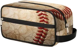 Vintage Baseball Travel Toiletry Bag Kit for Men Sports Cosmetic Makeup Bag for Boys Waterproof Shaving Bag Hanging Wash Bag Organizer for Toiletries Accessories