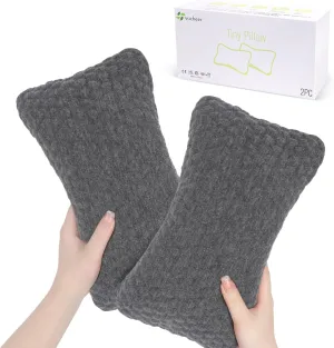 vocheer Small Pillows for Sleeping, 11"x 7" Mini Travel Pillow, Tiny Pillows for Neck, Wrist, Lumbar and Knee, Pets Pillow, Cotton, Machine Washable,Dark Grey-2PC