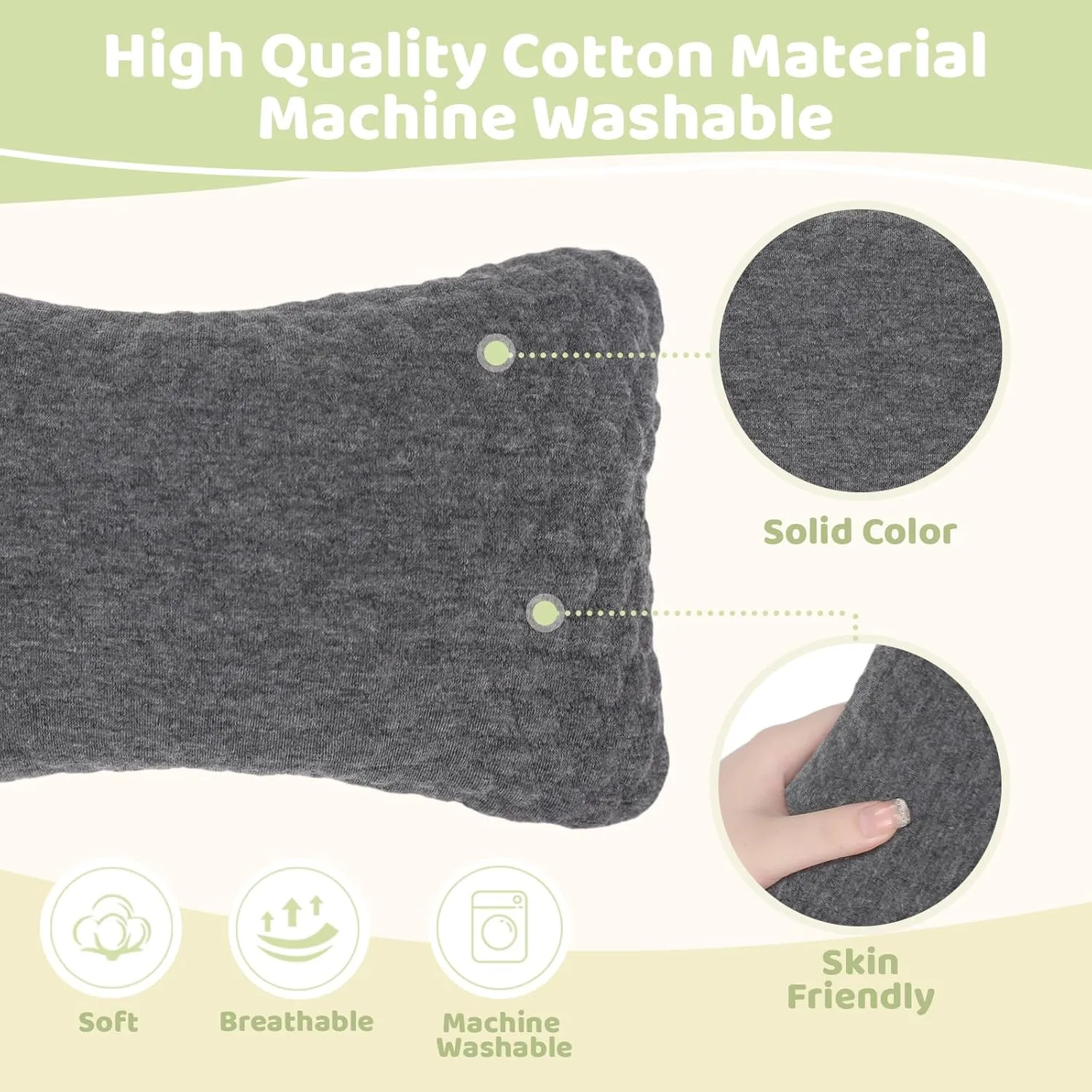 vocheer Small Pillows for Sleeping, 11"x 7" Mini Travel Pillow, Tiny Pillows for Neck, Wrist, Lumbar and Knee, Pets Pillow, Cotton, Machine Washable,Dark Grey-2PC