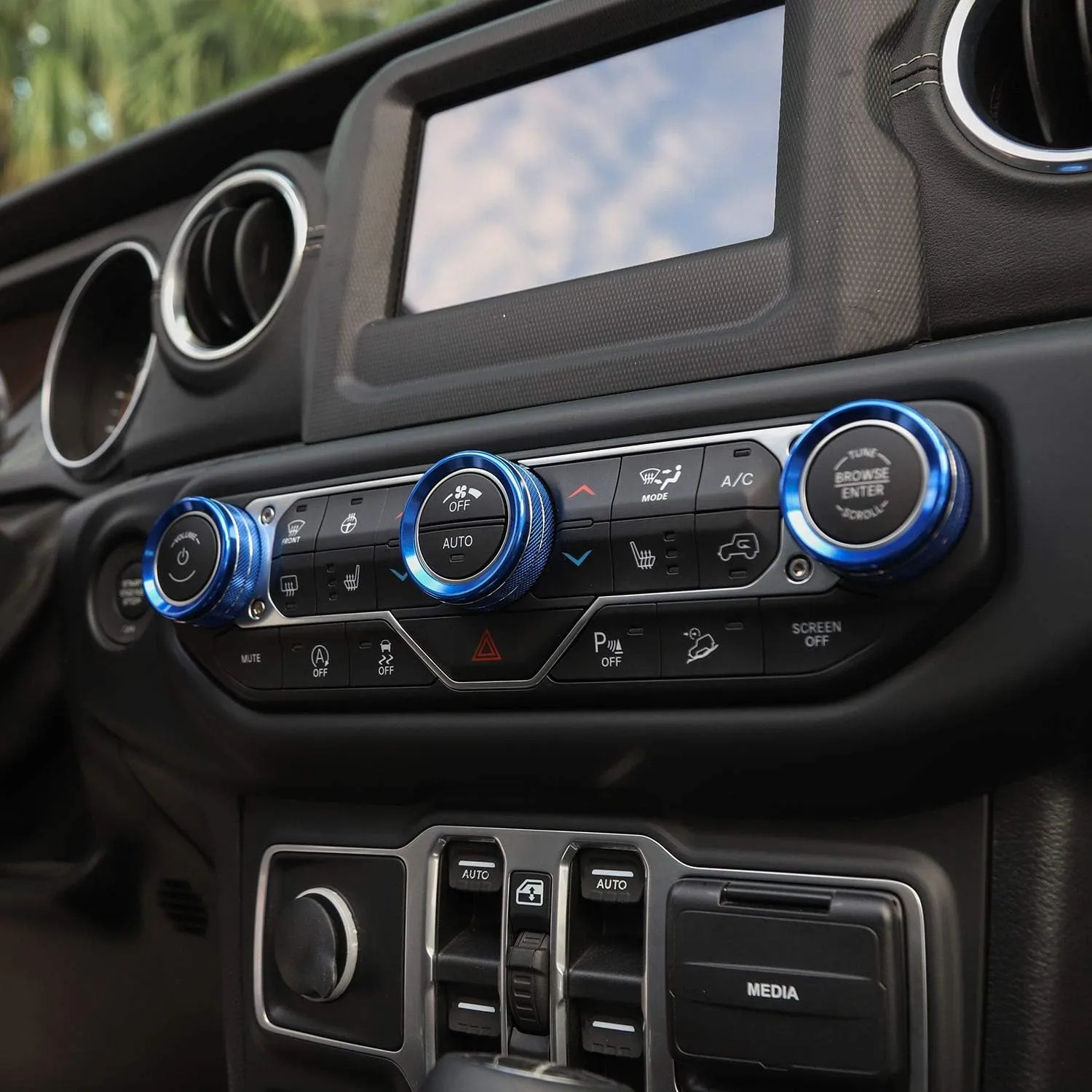 Voodonala Air Conditioner Headlight Center Consoles Switch Knob Cover Trim for 2018-2025  Jeep Wrangler JL JLU Gladiator JT 4xe Interior Accessories, Blue Aluminum Alloy 4pcs