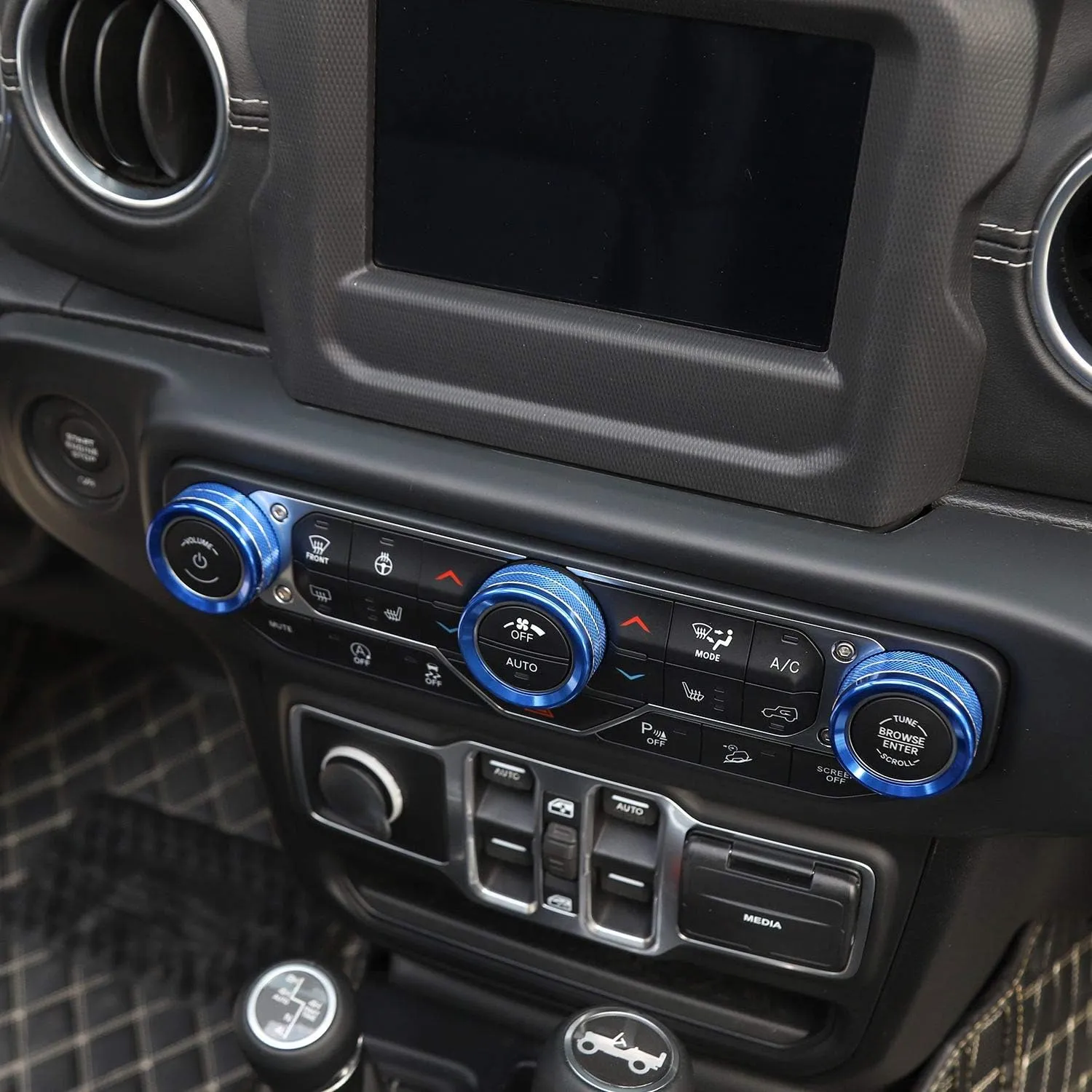 Voodonala Air Conditioner Headlight Center Consoles Switch Knob Cover Trim for 2018-2025  Jeep Wrangler JL JLU Gladiator JT 4xe Interior Accessories, Blue Aluminum Alloy 4pcs