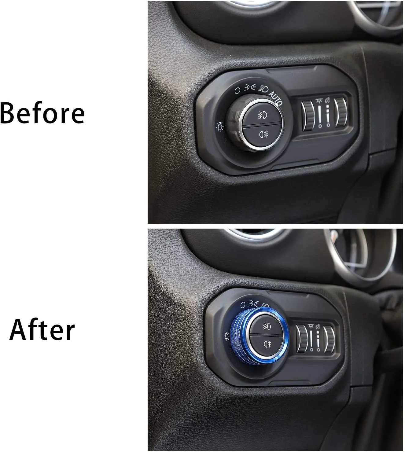 Voodonala Air Conditioner Headlight Center Consoles Switch Knob Cover Trim for 2018-2025  Jeep Wrangler JL JLU Gladiator JT 4xe Interior Accessories, Blue Aluminum Alloy 4pcs