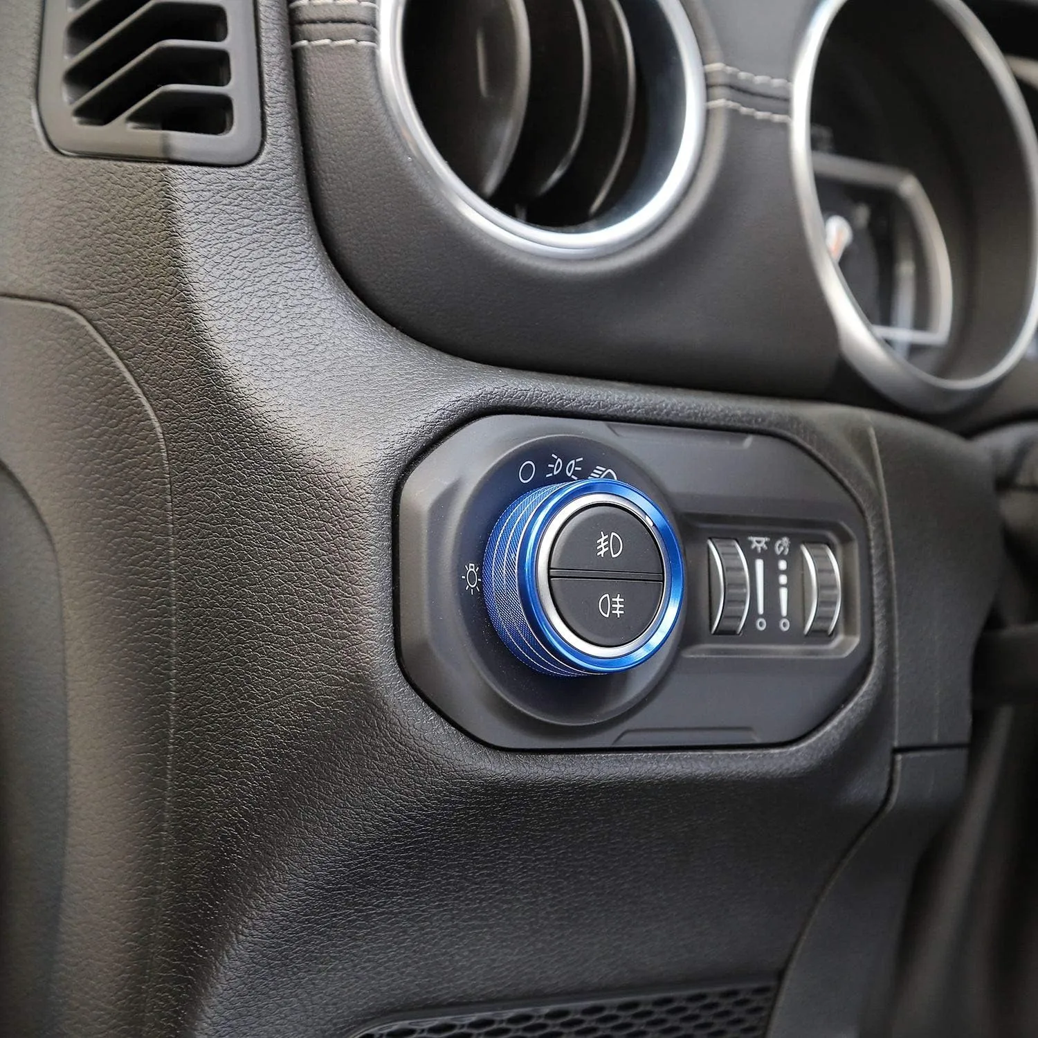 Voodonala Air Conditioner Headlight Center Consoles Switch Knob Cover Trim for 2018-2025  Jeep Wrangler JL JLU Gladiator JT 4xe Interior Accessories, Blue Aluminum Alloy 4pcs