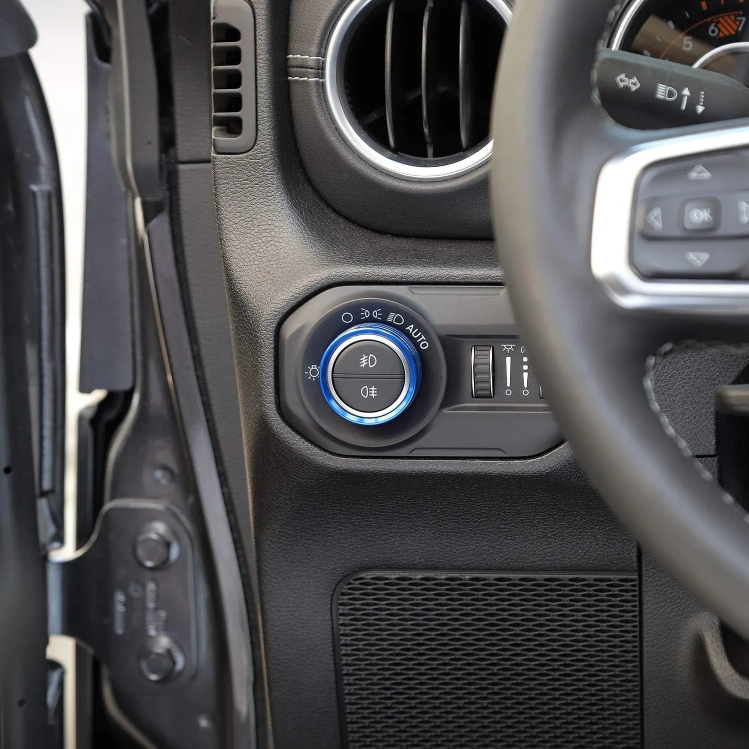 Voodonala Air Conditioner Headlight Center Consoles Switch Knob Cover Trim for 2018-2025  Jeep Wrangler JL JLU Gladiator JT 4xe Interior Accessories, Blue Aluminum Alloy 4pcs