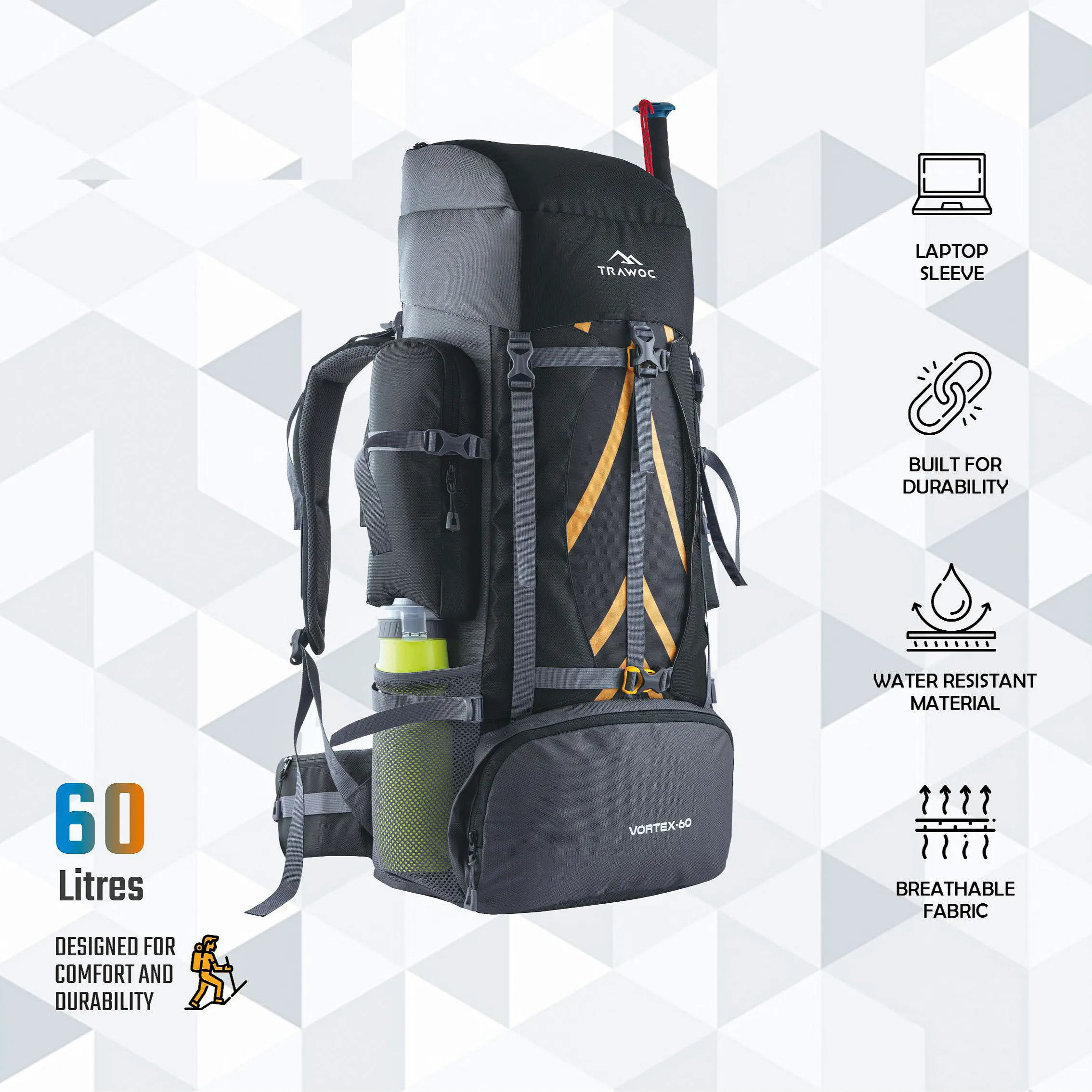 VORTEX-60 Rucksack - Black