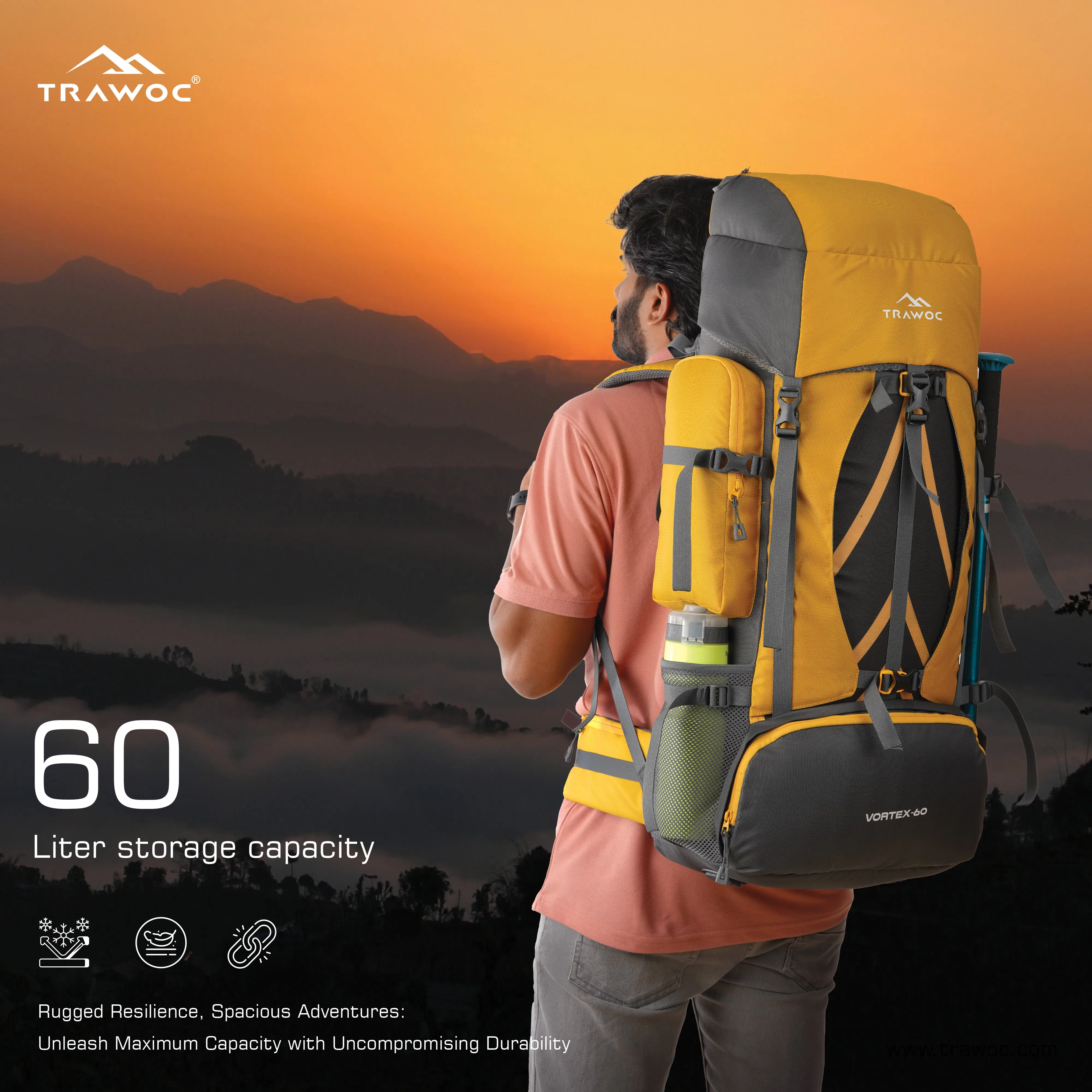 VORTEX-60 Rucksack - Yellow