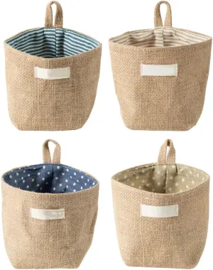 VOSAREA 4pcs Hanging Storage Bags for Wall and Door Decorative Grocery Organizer Pockets for Keys Mail Jewelry and More