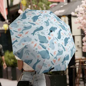 Walrus Animal Ocean Pattern Umbrellas for Rain And Sun Windproof Travel Umbrella Portable Automatic Folding Umbrella for Women Men