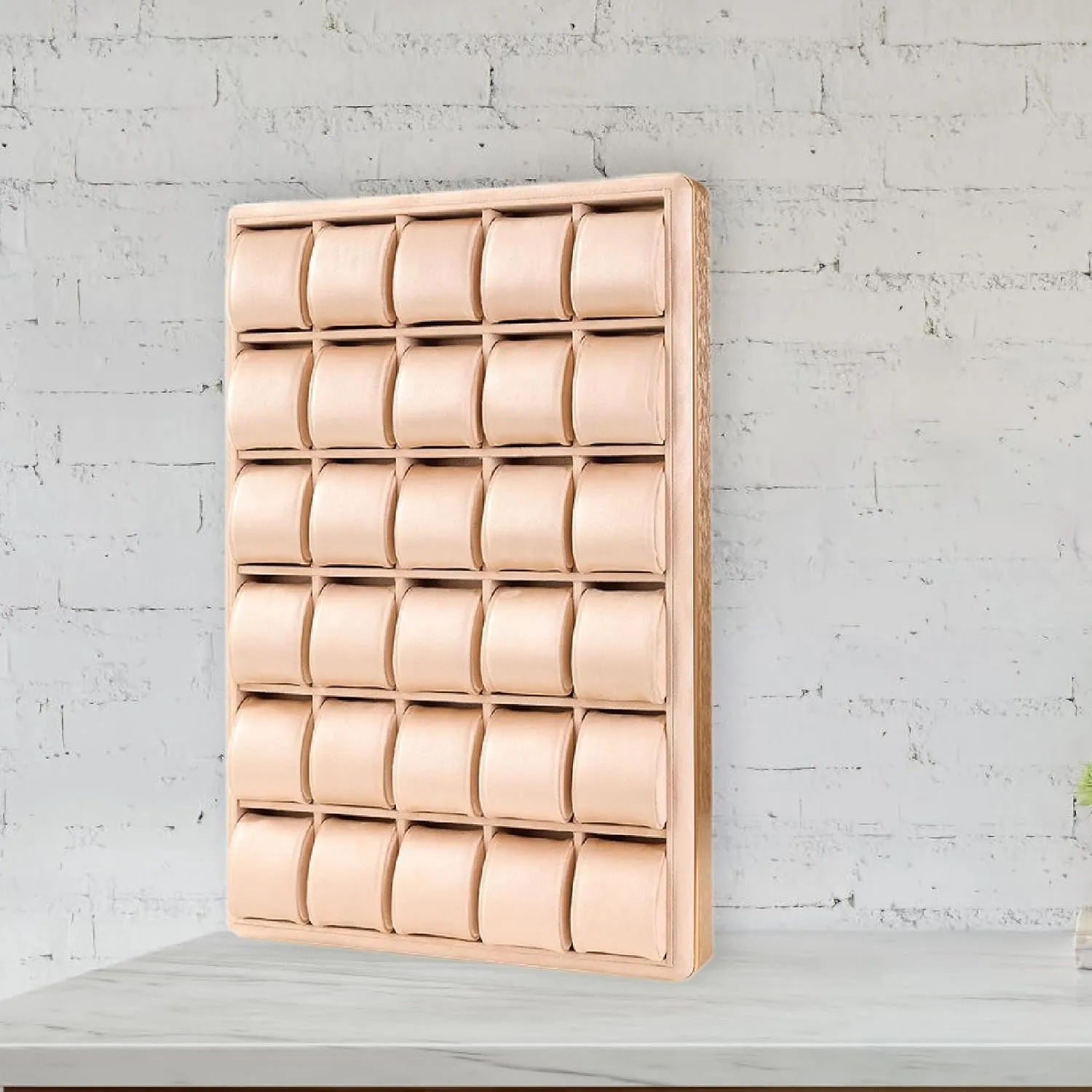 Watch Display Tray Holder, Showing Plate Large Multipurpose 30 Grids Jewelry Organizer Wristwatches Case for Show Office Gift, Khaki